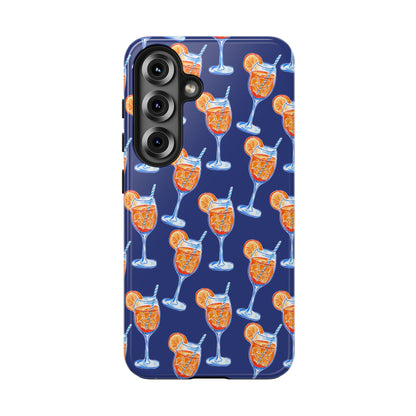 Orange & Blue Aperol Spritz Watercolor Pattern Navy Tough Case | Various Models Samsung Galaxy S25