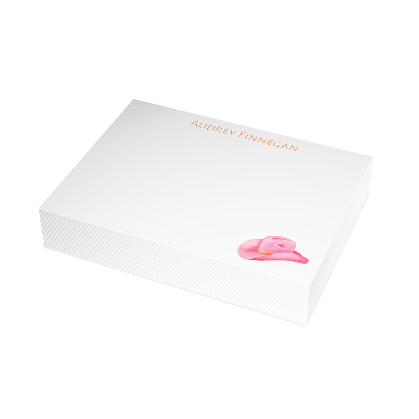 Stationery | Hot Pink & Orange Cowgirl Watercolor Cowboy Hat Personalized Custom Font Postcard Bundle Set with Envelopes | Preppy Cute Gift