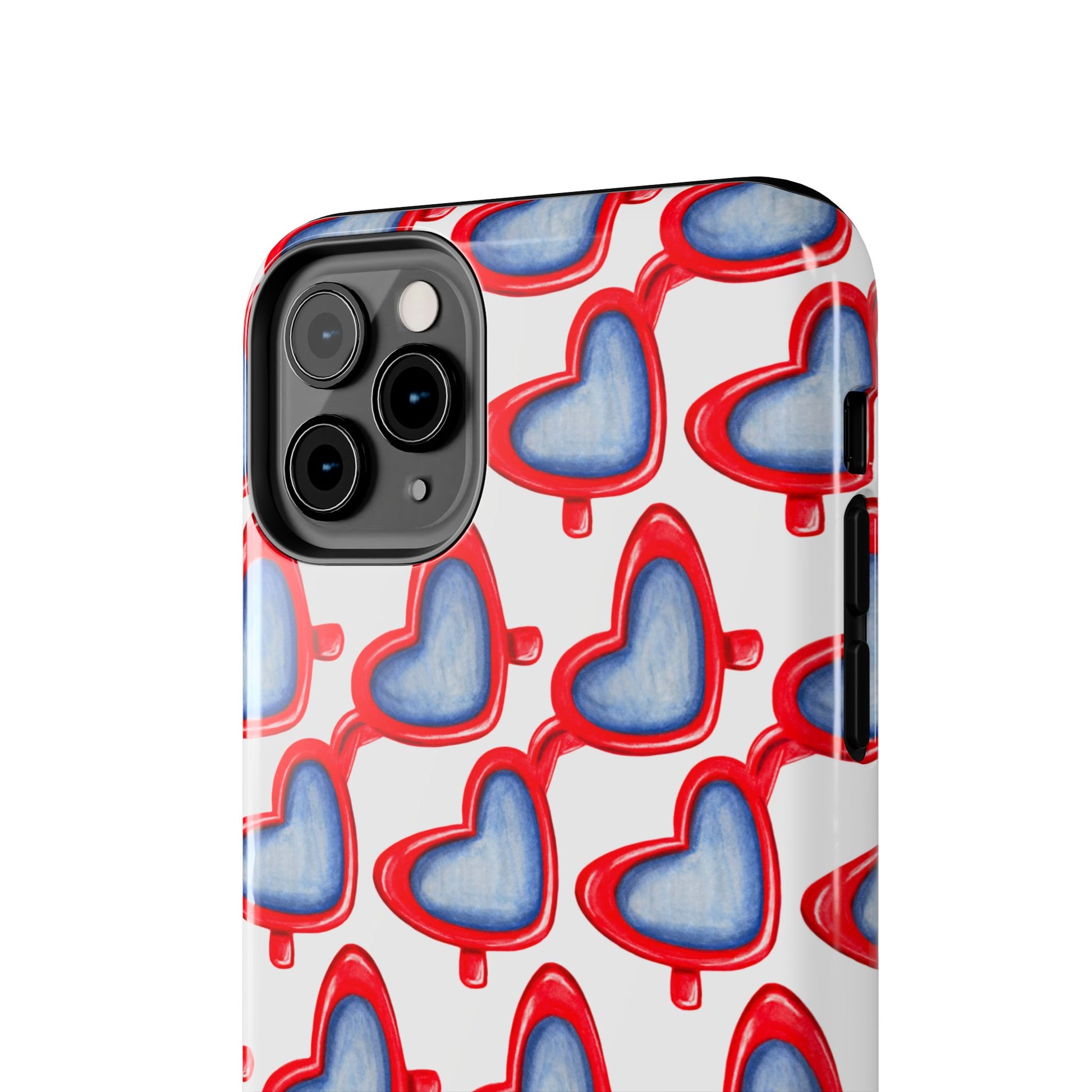 Red Heart Shaped Sunglasses Watercolor Illustrated Tough Phone Case | Various Models
