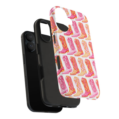 Rows of Hot Pink & Orange Cowboy Boots Tough Phone Cases | Various Models Available