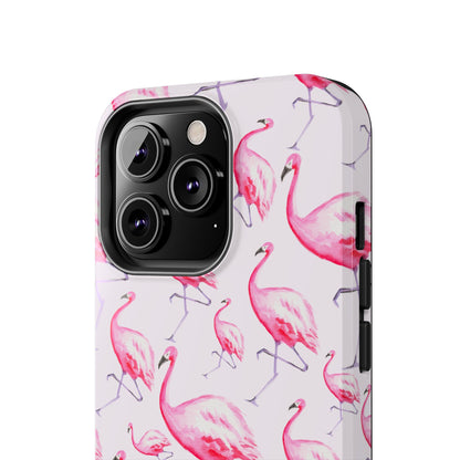 Pink Flamingos Watercolor Illustrated Tossed Pattern Blush Phone Case | Various Models