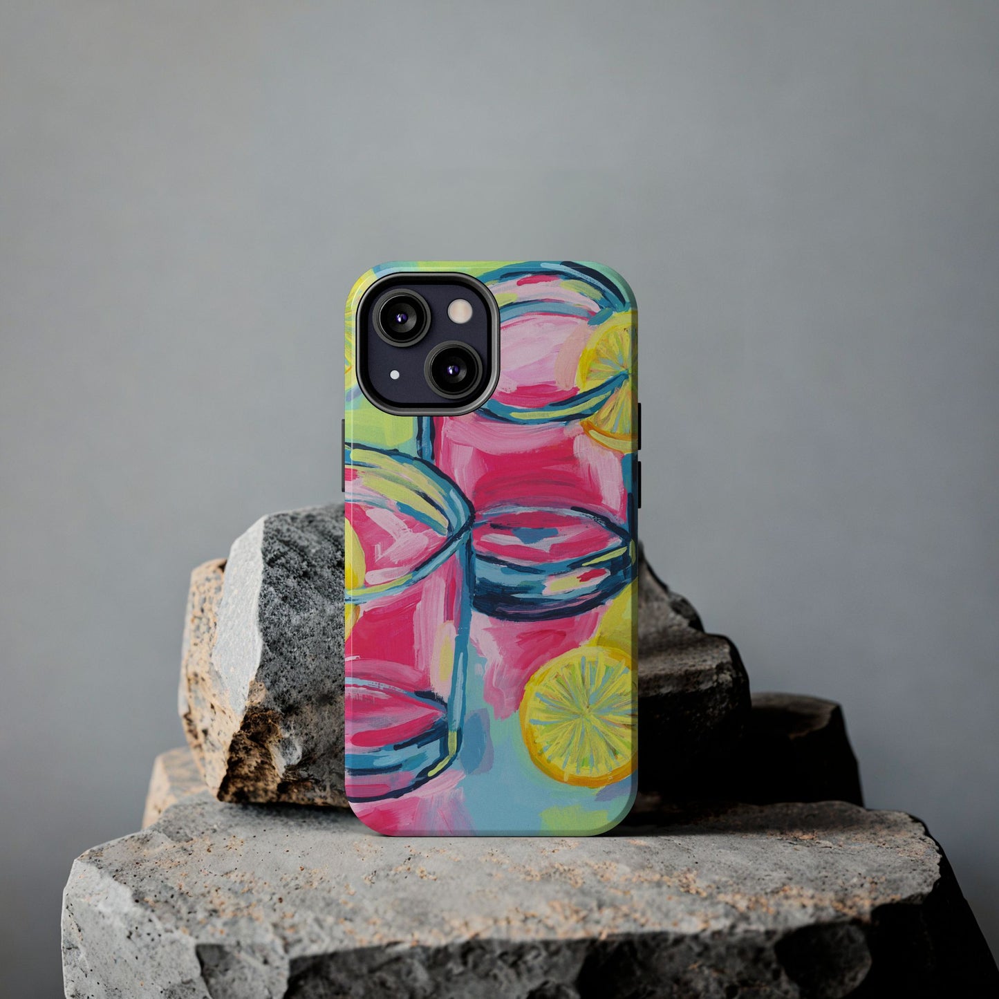 Pink Lemonade Abstract Acrylic Cocktails Tough Phone Case | Various Models Available