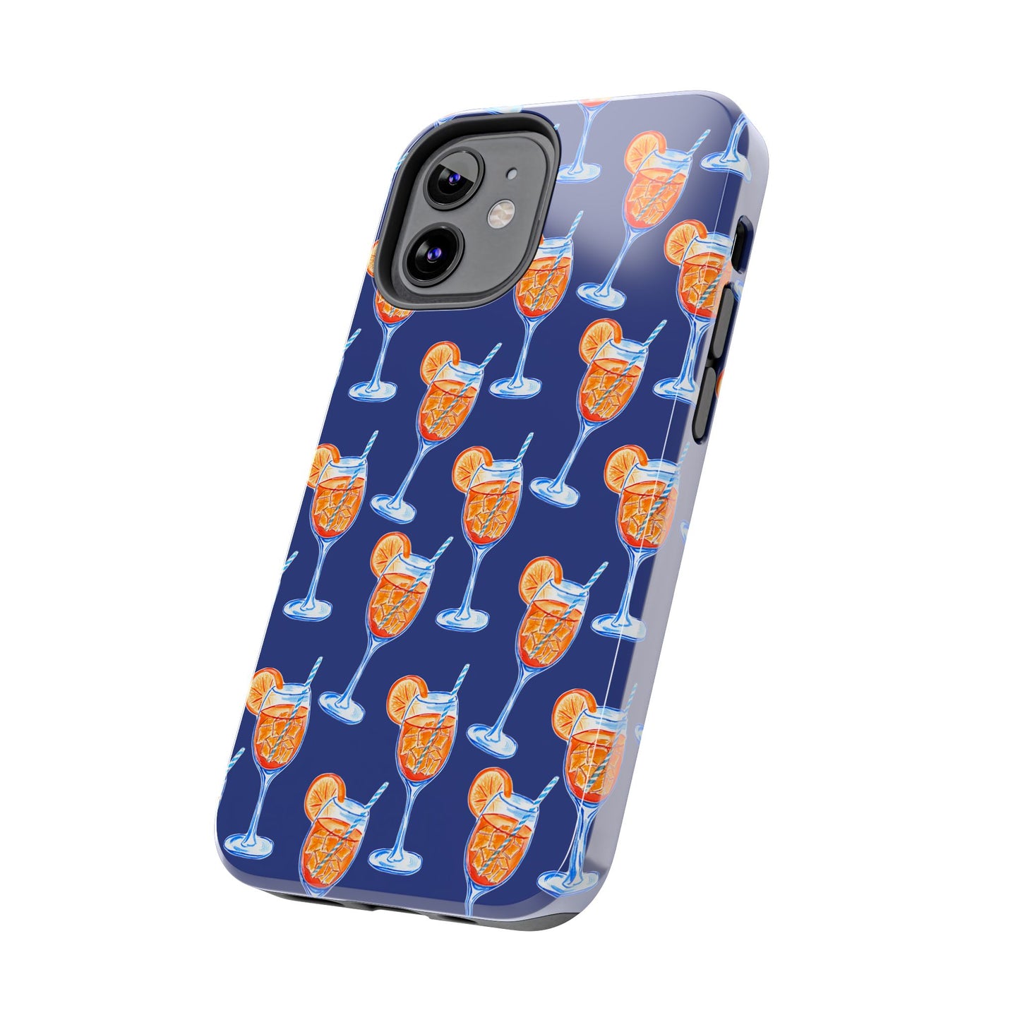 Orange & Blue Aperol Spritz Watercolor Pattern Navy Tough Case | Various Models