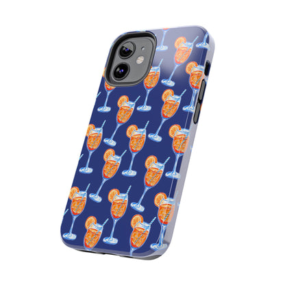 Orange & Blue Aperol Spritz Watercolor Pattern Navy Tough Case | Various Models