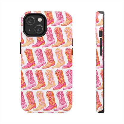 Rows of Hot Pink & Orange Cowboy Boots Tough Phone Cases | Various Models Available