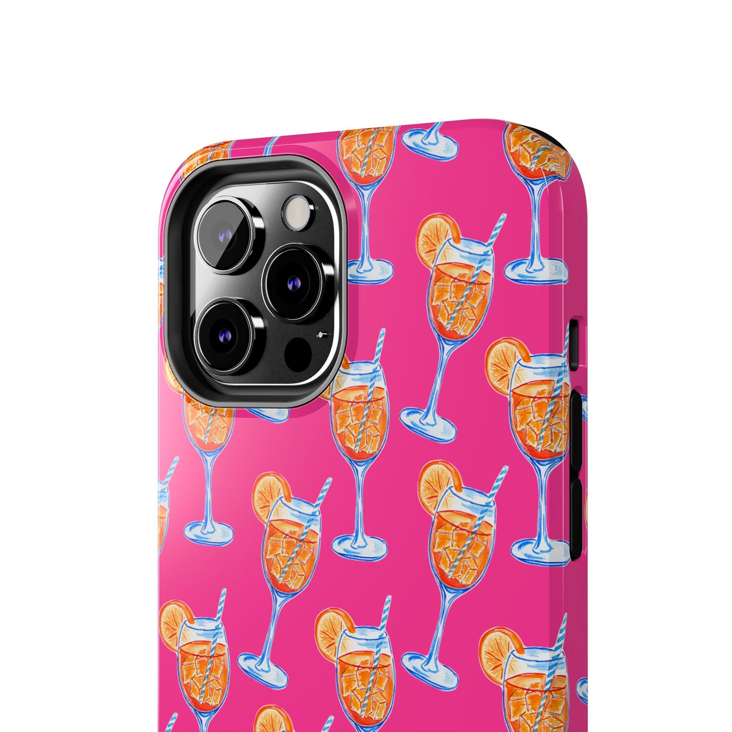Orange & Blue Aperol Spritz Watercolor Pattern Hot Pink Phone Case | Various Models