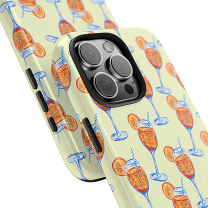 Lemon Yellow Orange & Blue Aperol Spritz Watercolor Patterned Tough Phone Case | Various Models