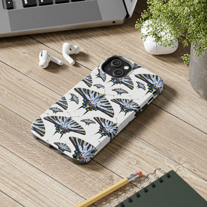 Light Blue Swallowtail Butterflies Watercolor Illustrated Pale Blue Tough Phone Case | Various Models