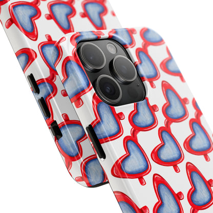 Red Heart Shaped Sunglasses Watercolor Illustrated Tough Phone Case | Various Models