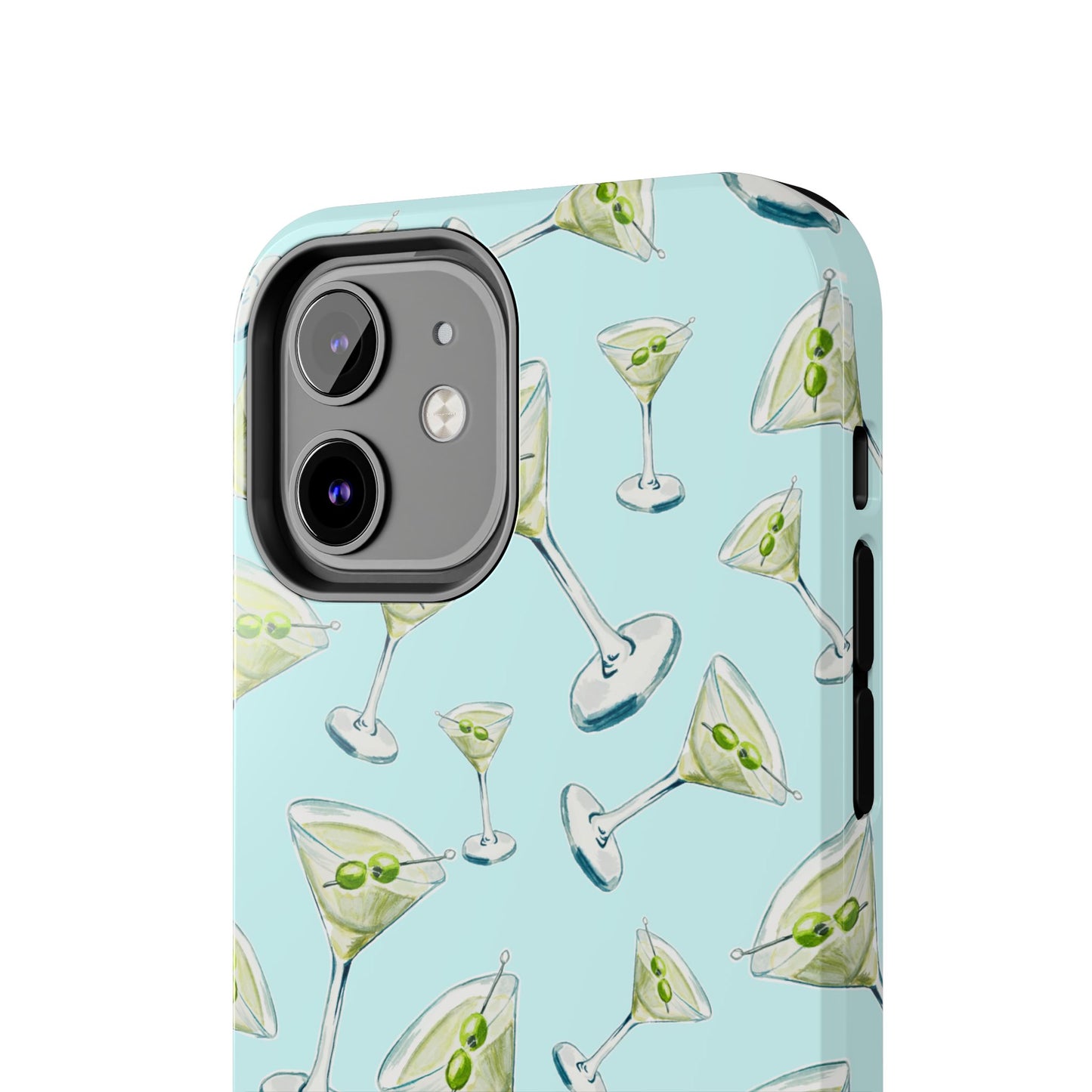 Watercolor Blue and Green Martinis Tossed Illustrated Pattern Turquoise Blue Tough Phone Case | Various Models