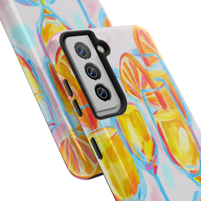 Pink Orange Mimosas Blue Champagne Flutes Abstract Acrylic Tough Phone Case | Various Models