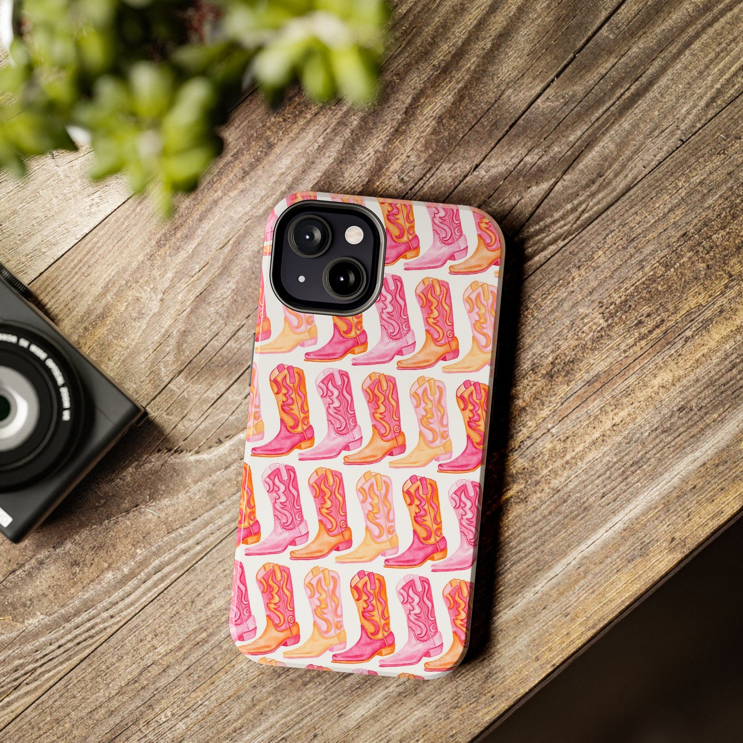 Rows of Hot Pink & Orange Cowboy Boots Tough Phone Cases | Various Models Available