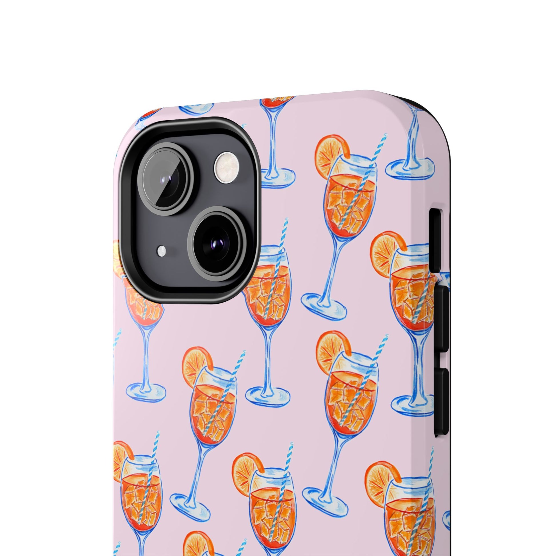 Orange & Blue Aperol Spritz Watercolor Patterned Blush Pink Tough Phone Case | Various Models