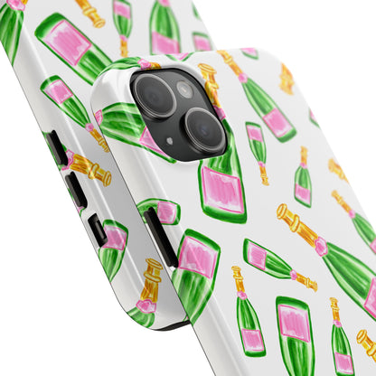 Copy of Tossed Pink and Green Watercolor Illustrated Champagne Bottles Pattern Tough Phone Case | Various Models