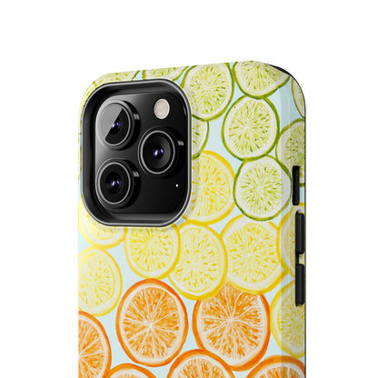 Ombré Citrus Grapefruit, Oranges, Lemons, & Limes Watercolor Illustrated Light Blue Tough Phone Case | Various Models Available