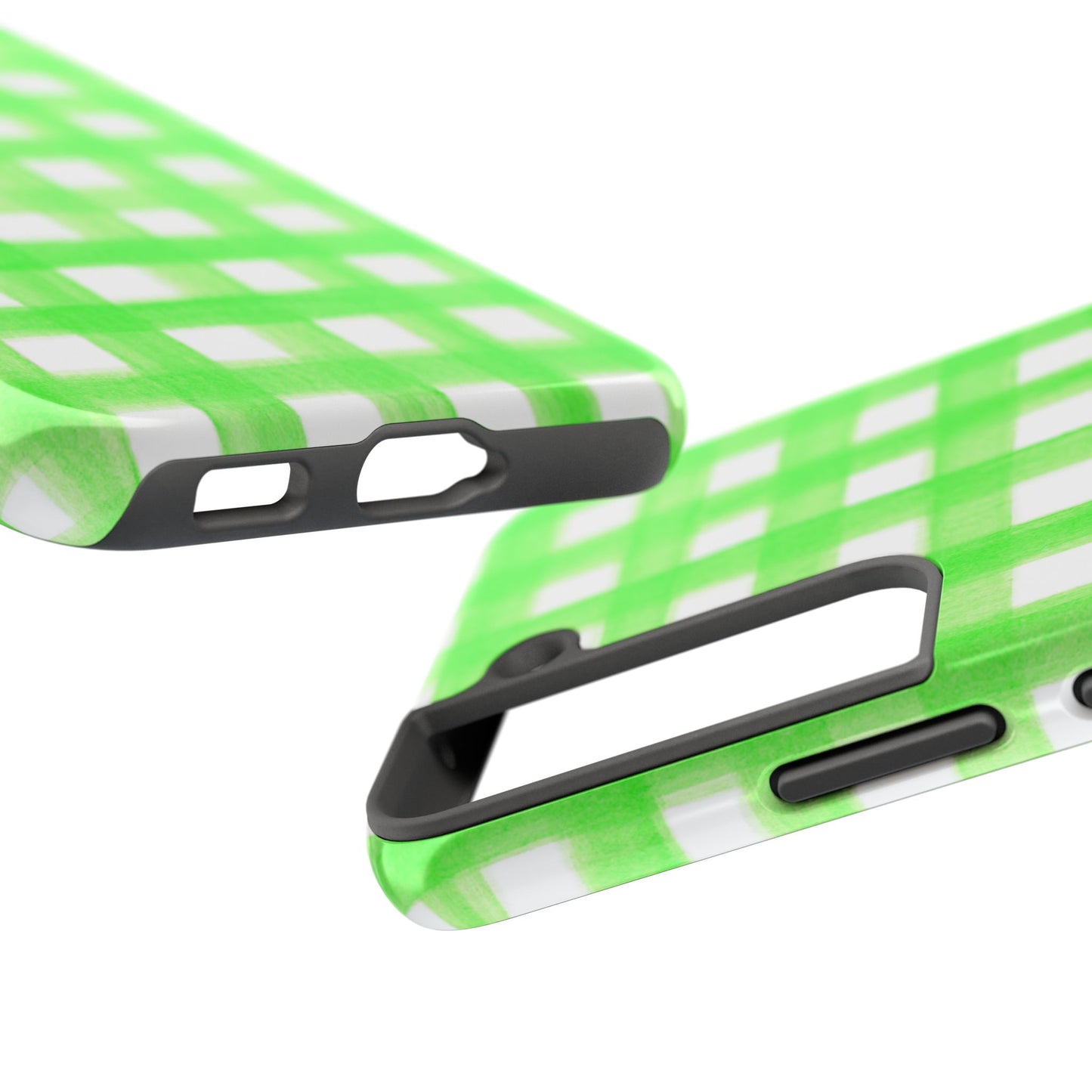 Lime Green Gingham Watercolor Illustrated Tough Phone Case | Various Models Available