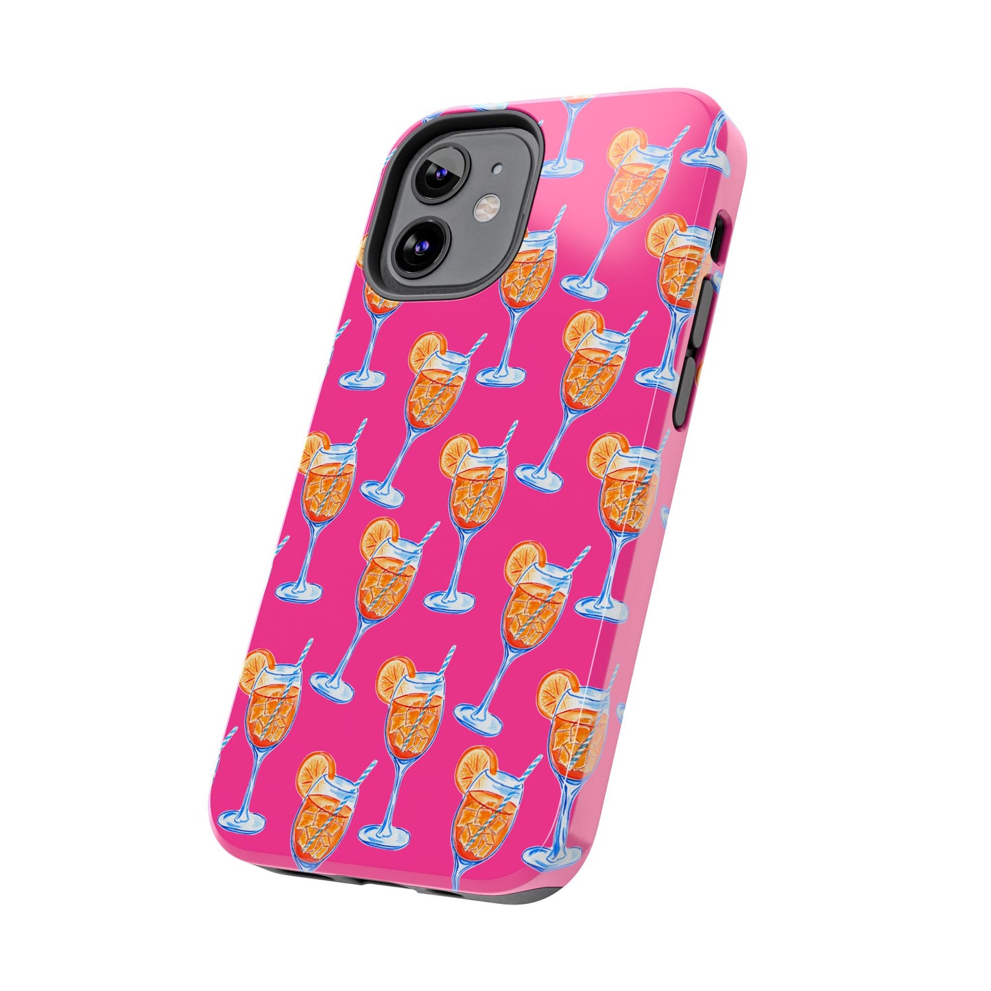 Orange & Blue Aperol Spritz Watercolor Pattern Hot Pink Phone Case | Various Models
