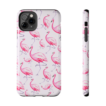 Pink Flamingos Watercolor Illustrated Tossed Pattern Blush Phone Case | Various Models iPhone 11 Pro Max