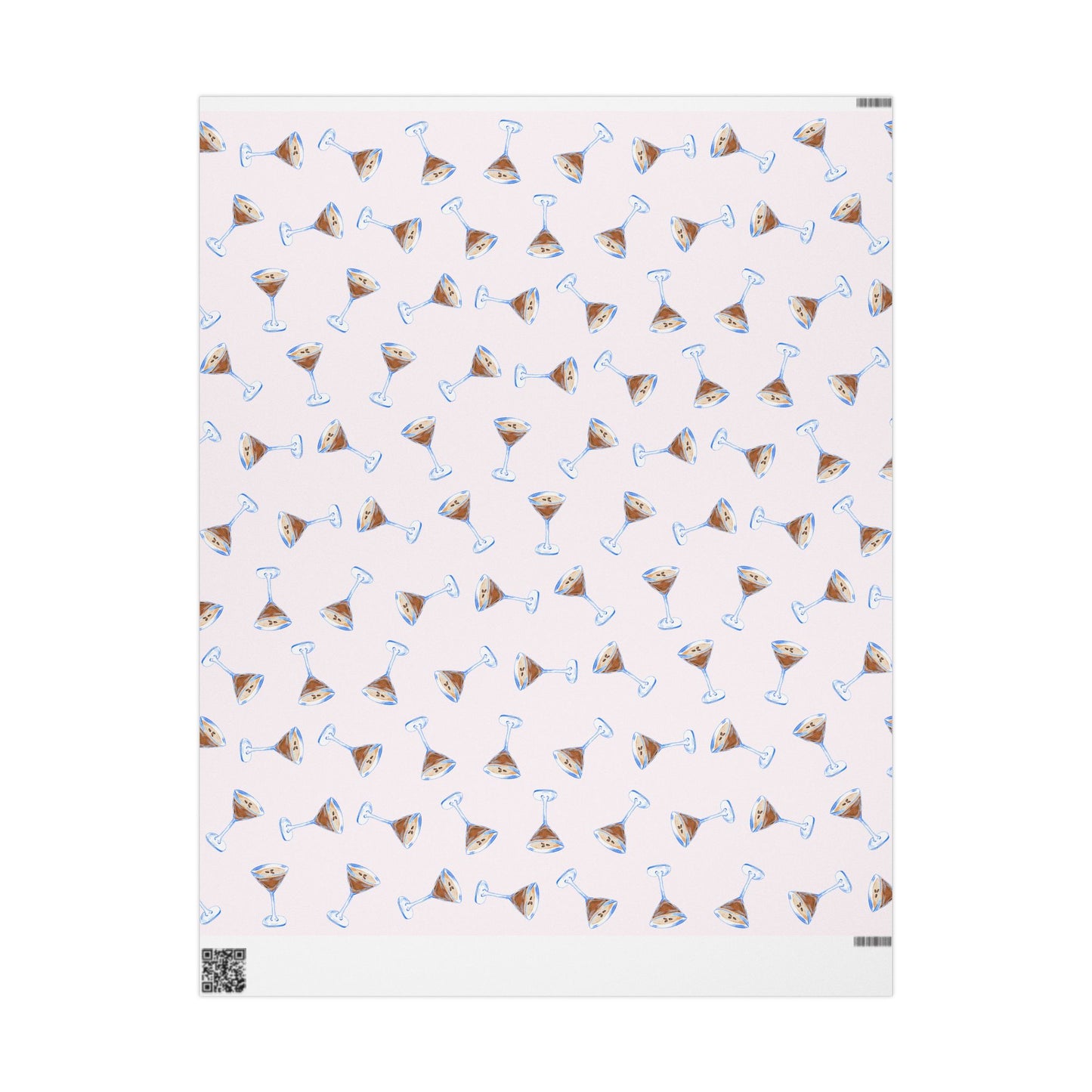 Gift Wrap | Pale Pink Blush Watercolor Espresso Martini Tossed Pattern | Matte or Glossy 30" x 36" Matte