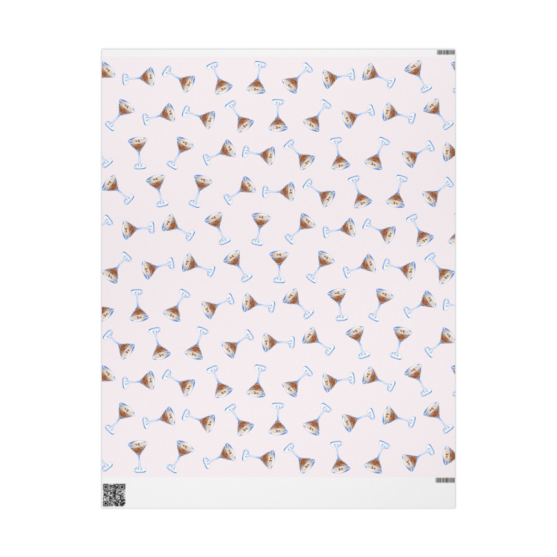 Gift Wrap | Pale Pink Blush Watercolor Espresso Martini Tossed Pattern | Matte or Glossy 30" x 36" Matte