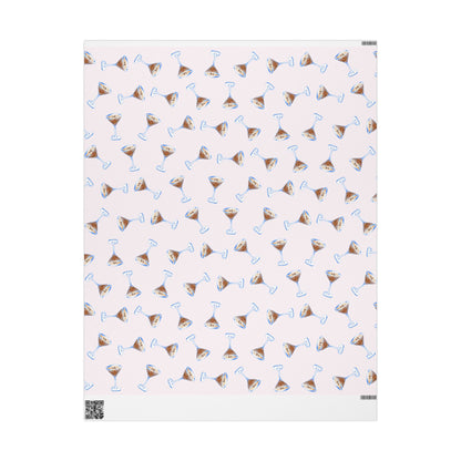Gift Wrap | Pale Pink Blush Watercolor Espresso Martini Tossed Pattern | Matte or Glossy 30" x 36" Matte