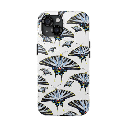Light Blue Swallowtail Butterflies Watercolor Illustrated Pale Blue Tough Phone Case | Various Models iPhone 15