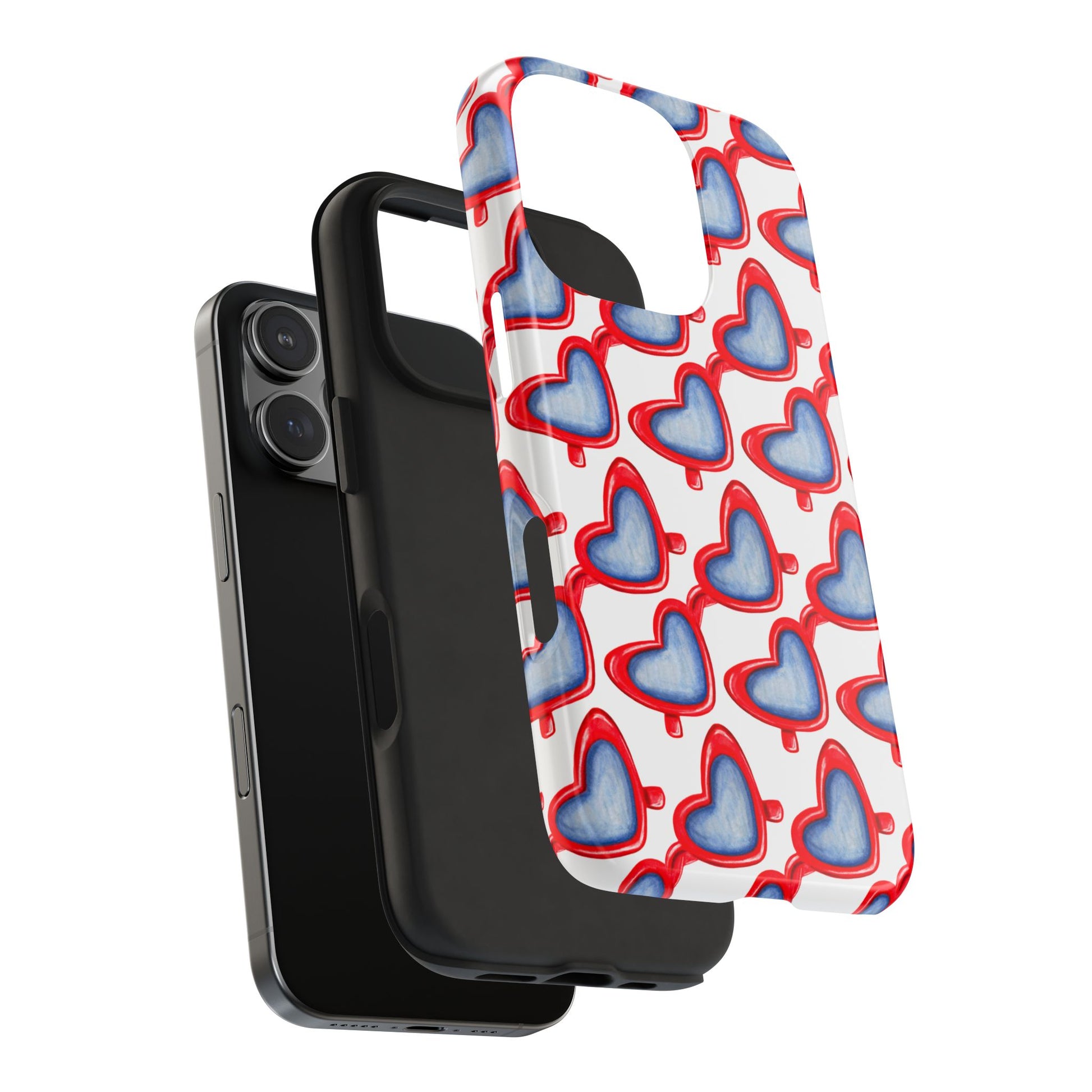 Red Heart Shaped Sunglasses Watercolor Illustrated Tough Phone Case | Various Models