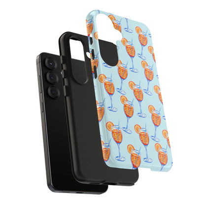 Orange & Blue Aperol Spritz Watercolor Pattern Turquoise Phone Case | Various Models