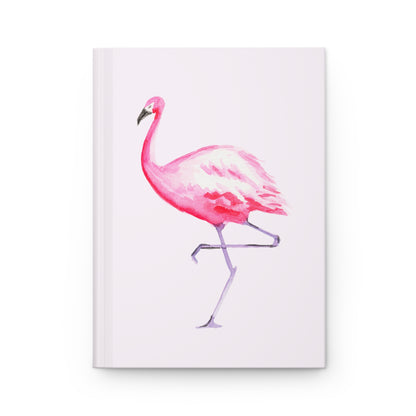 Hot Pink Flamingo Watercolor Illustrated Light Pink Hardcover Journal Matte 8"x 5.75"