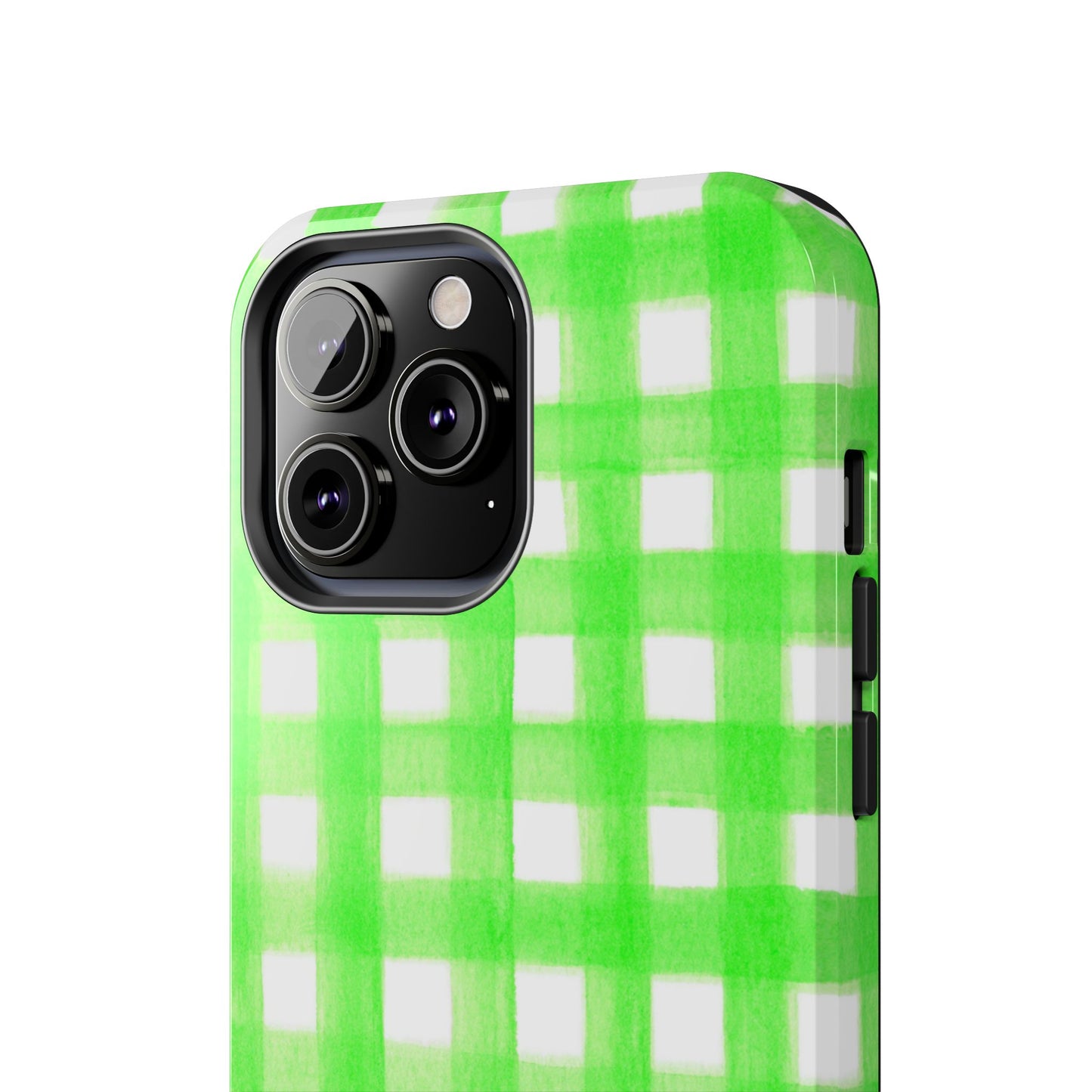 Lime Green Gingham Watercolor Illustrated Tough Phone Case | Various Models Available