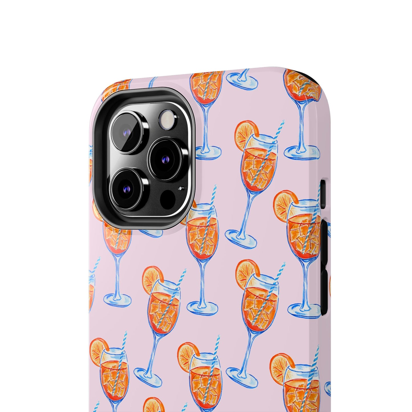 Orange & Blue Aperol Spritz Watercolor Patterned Blush Pink Tough Phone Case | Various Models