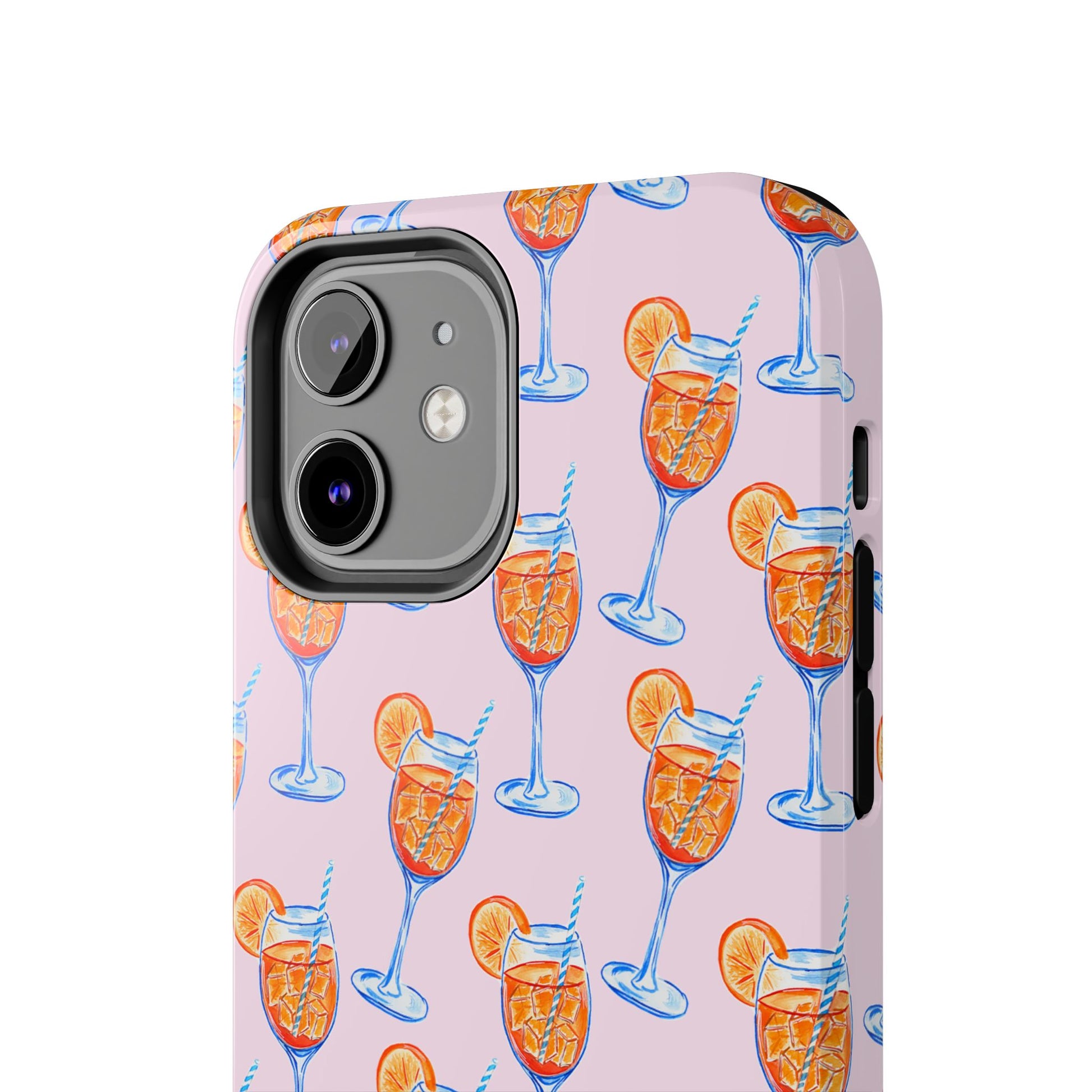Orange & Blue Aperol Spritz Watercolor Patterned Blush Pink Tough Phone Case | Various Models