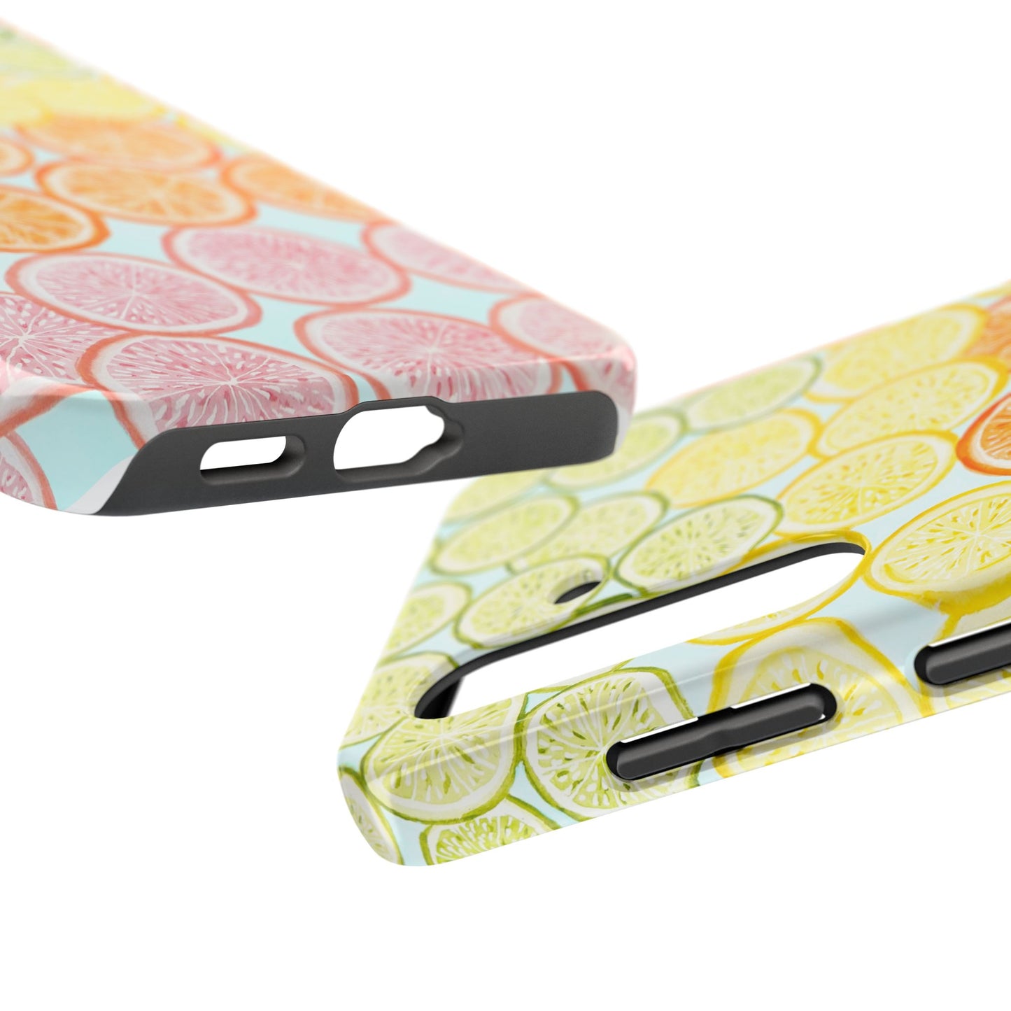 Ombré Citrus Grapefruit, Oranges, Lemons, & Limes Watercolor Illustrated Light Blue Tough Phone Case | Various Models Available