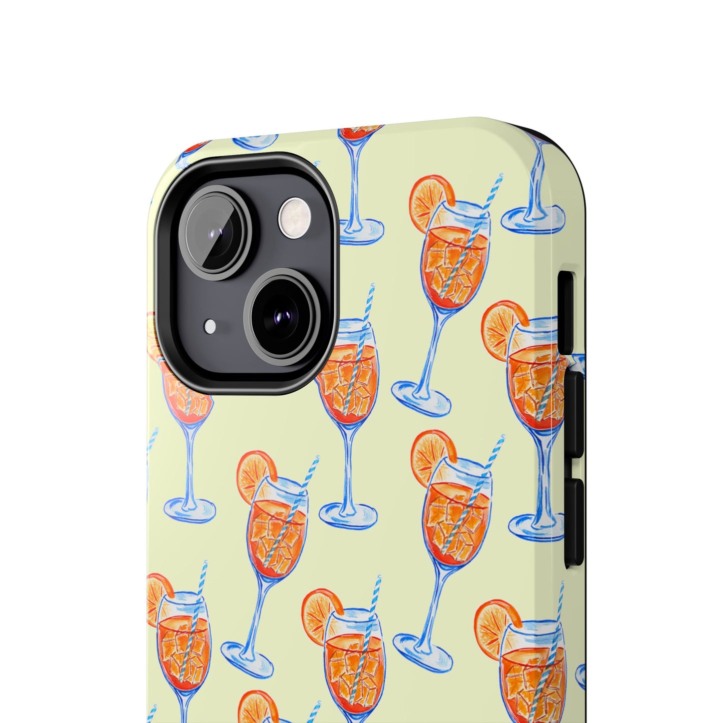 Lemon Yellow Orange & Blue Aperol Spritz Watercolor Patterned Tough Phone Case | Various Models