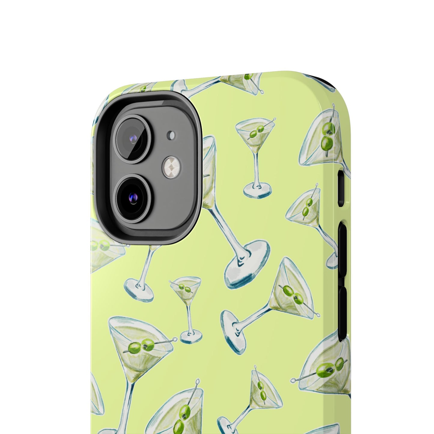 Watercolor Blue and Green Martinis Tossed Illustrated Pattern Yellow Tough Phone Case | Various Models