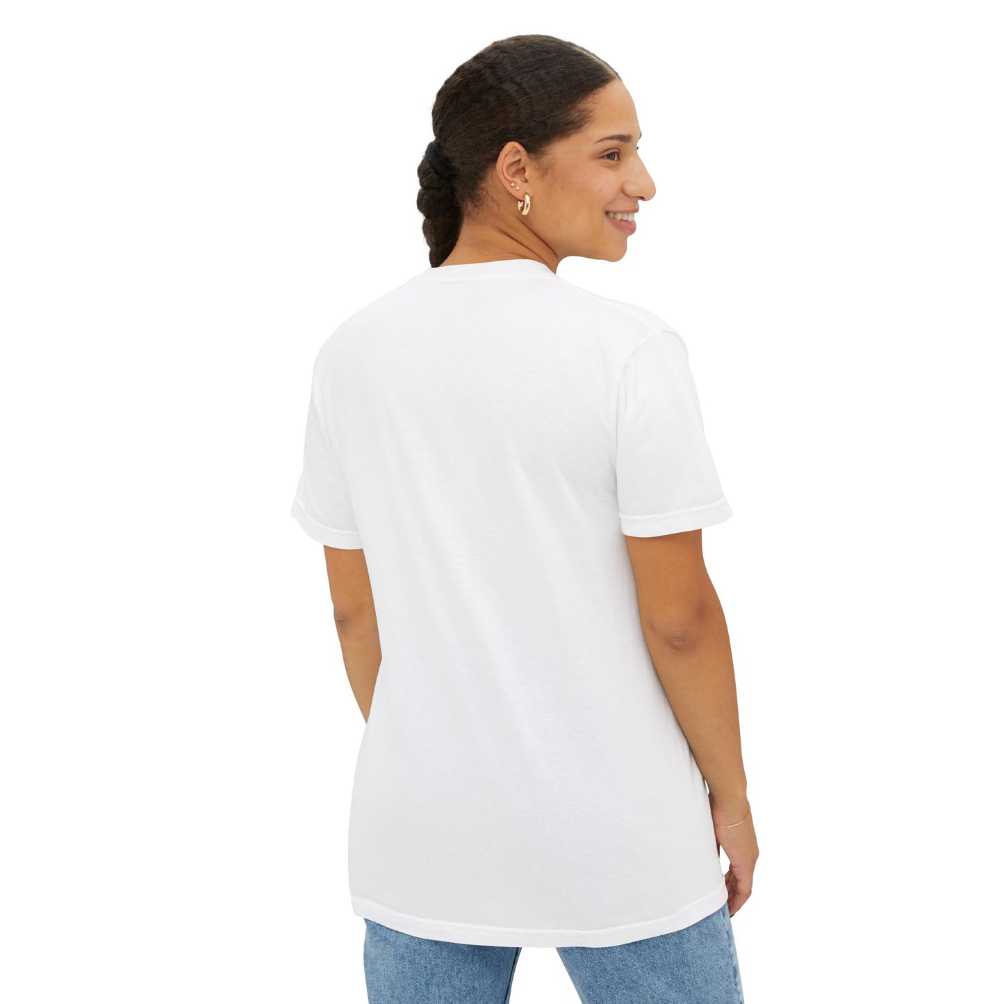 Red White & Blue Heart Shaped Glasses Printed Unisex Garment-Dyed Pocket T-Shirt