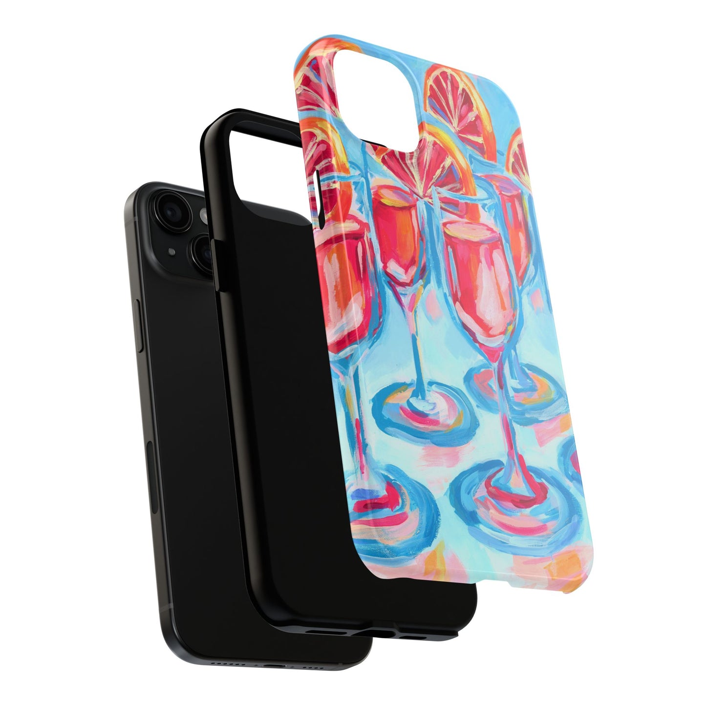 Pink Blood Orange Mimosas Blue Champagne Flute Acrylic Tough Phone Case | Various Models Available