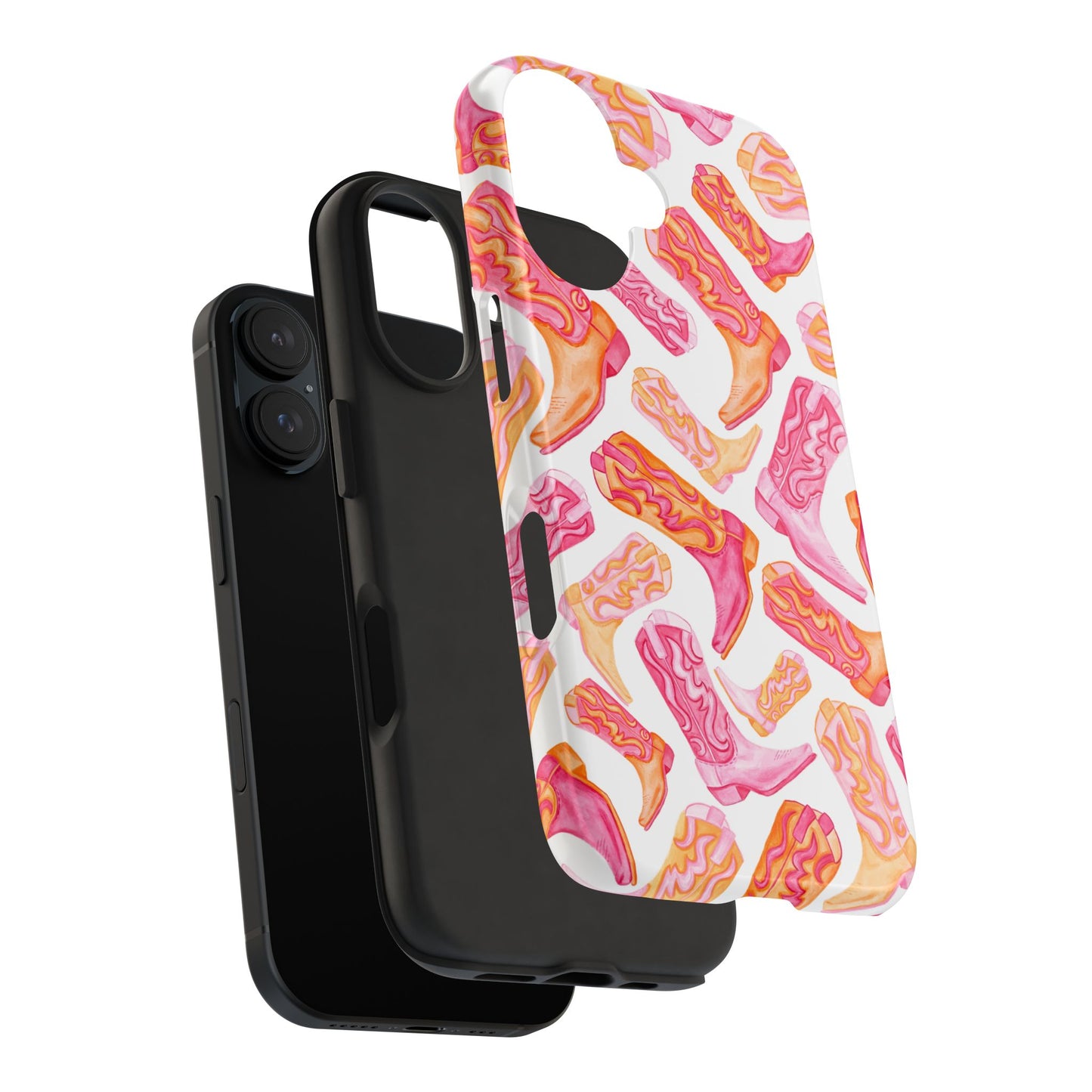 Tossed Hot Pink & Orange Cowboy Boots Tough Phone Cases | Various Models Available