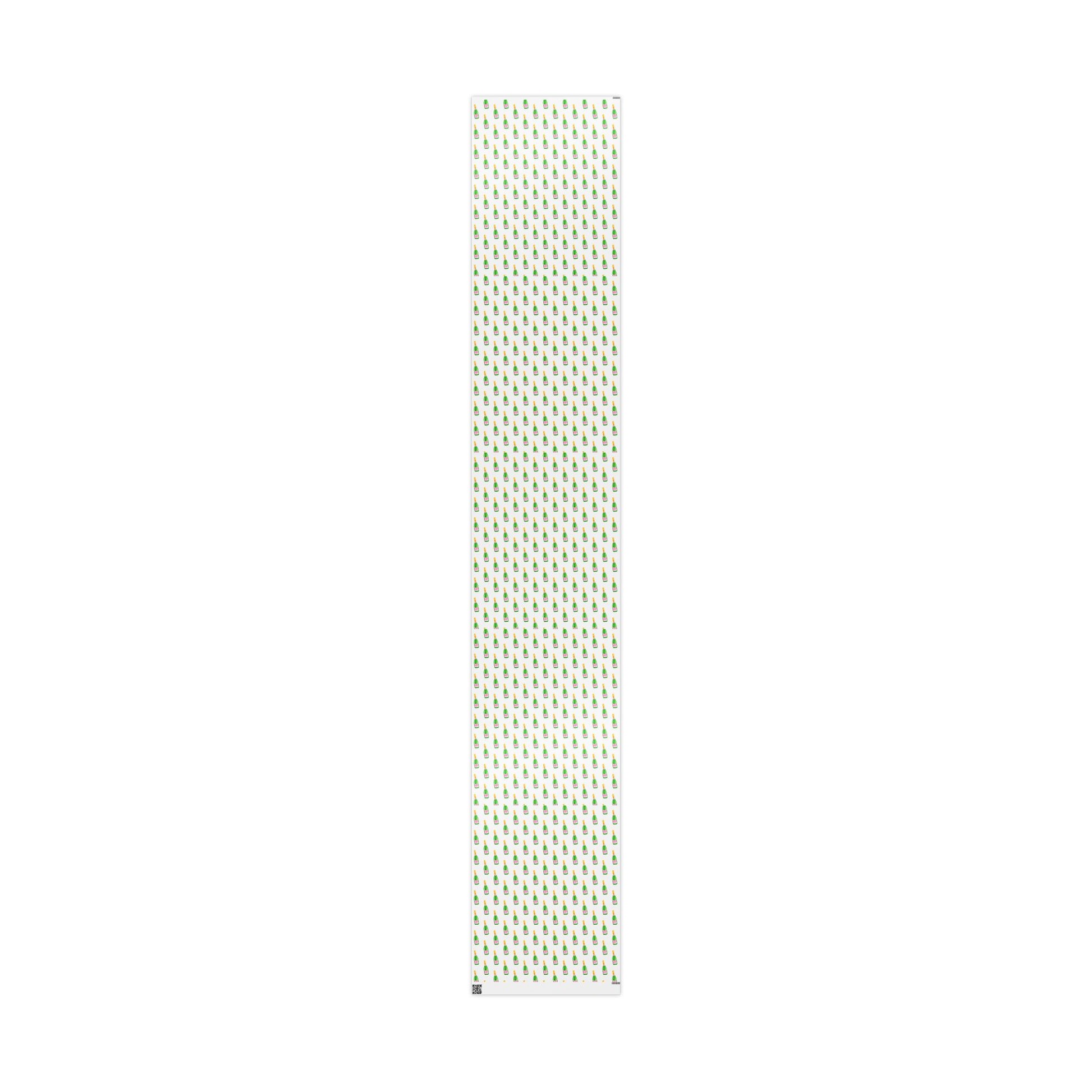 Gift Wrap | White Watercolor Pink & Green Champagne Bottles Pattern | Matte or Glossy