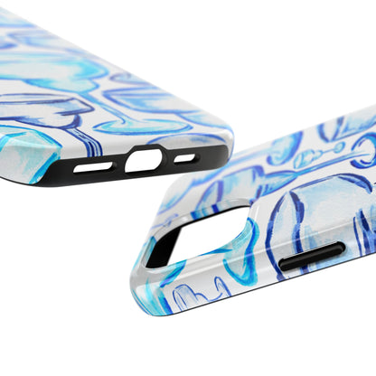 Coastal Shades of Blue Watercolor Margaritas Tough Phone Case | Various Models Available