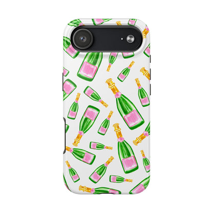 Copy of Tossed Pink and Green Watercolor Illustrated Champagne Bottles Pattern Tough Phone Case | Various Models