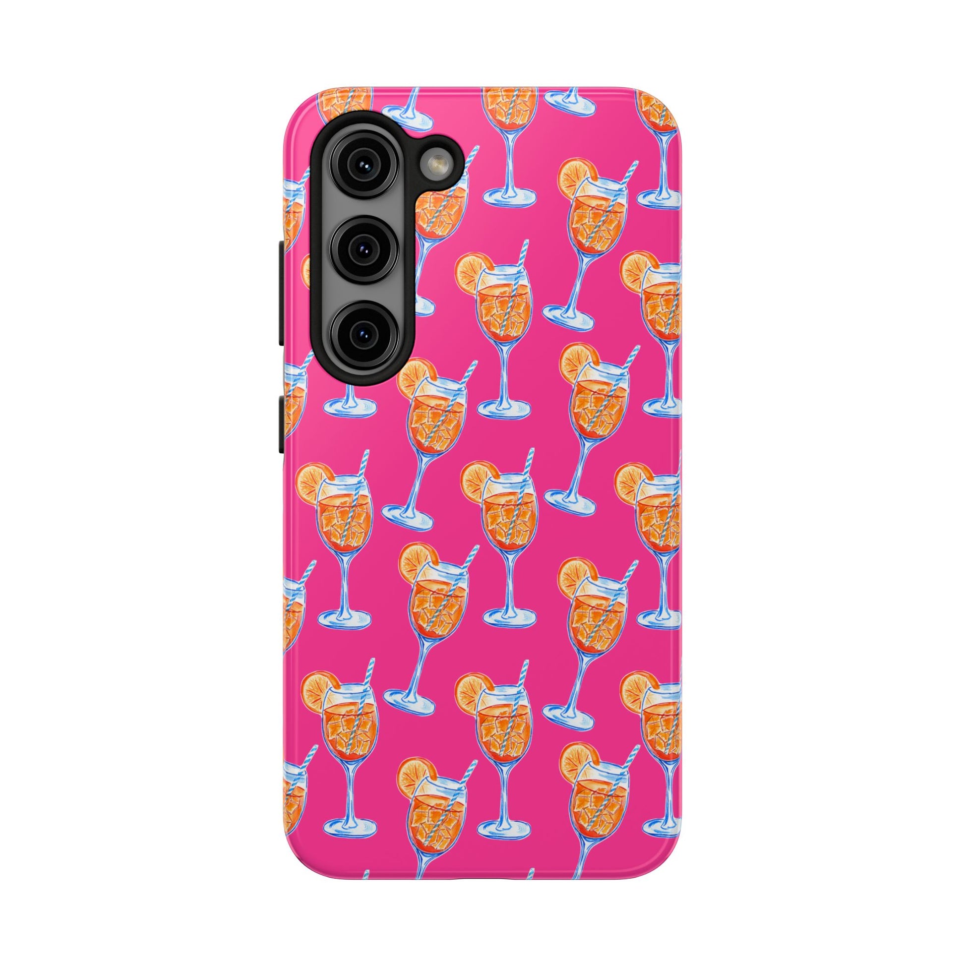 Orange & Blue Aperol Spritz Watercolor Pattern Hot Pink Phone Case | Various Models Samsung Galaxy S23