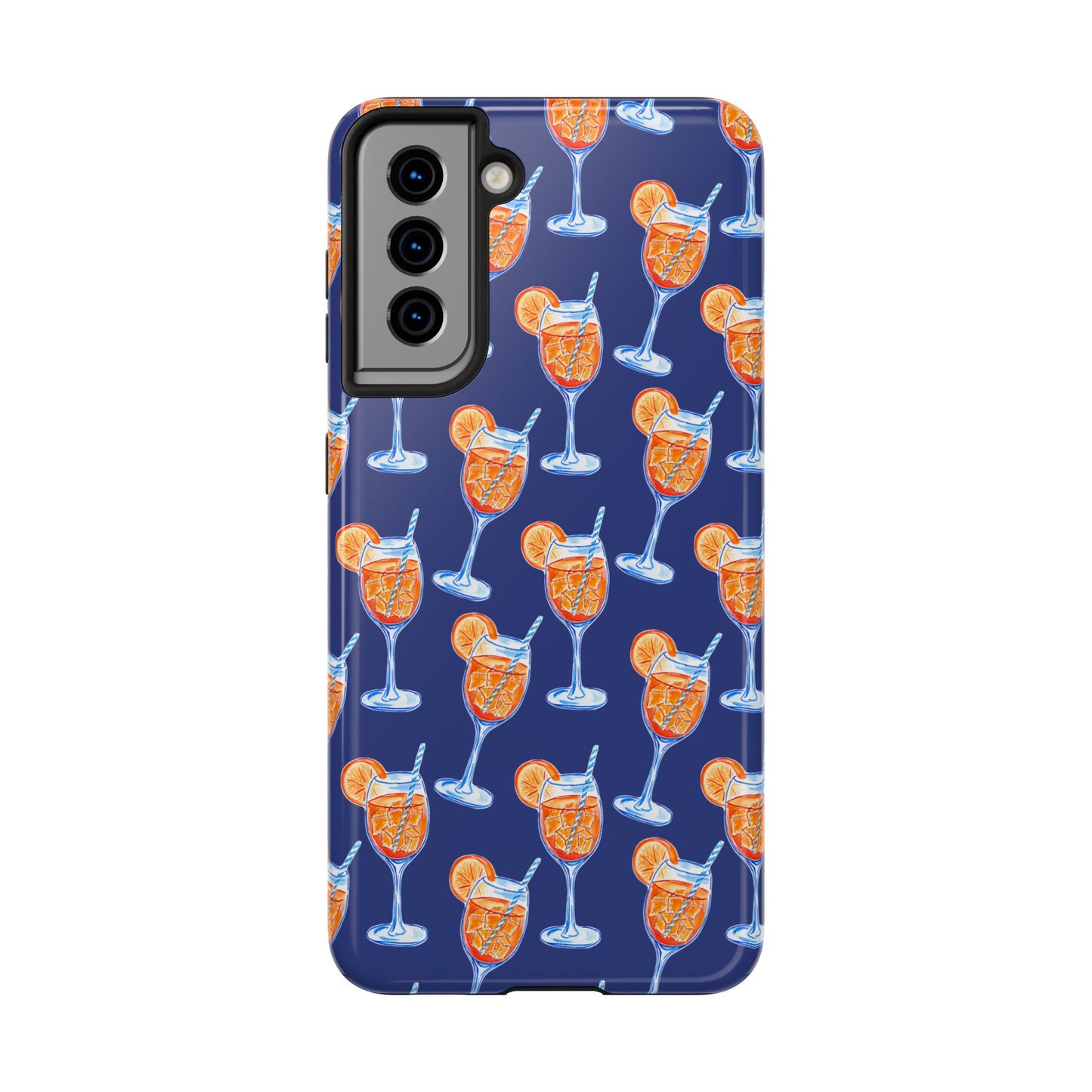 Orange & Blue Aperol Spritz Watercolor Pattern Navy Tough Case | Various Models Samsung Galaxy S21