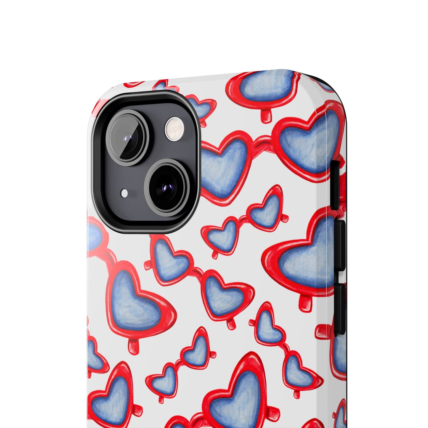 Red, White, & Blue Heart Shaped Watercolor Sunglasses Tossed Pattern Tough Phone Cases