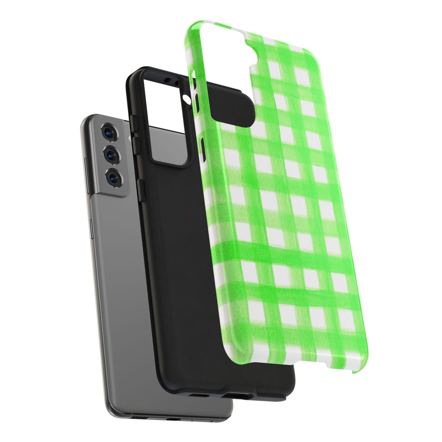 Lime Green Gingham Watercolor Illustrated Tough Phone Case | Various Models Available