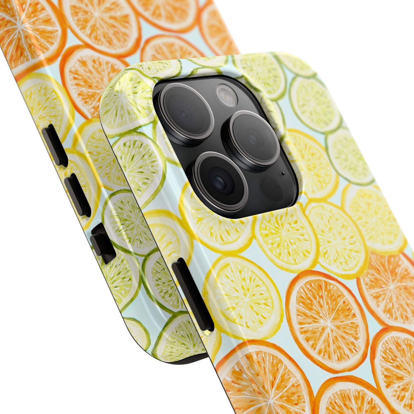 Ombré Citrus Grapefruit, Oranges, Lemons, & Limes Watercolor Illustrated Light Blue Tough Phone Case | Various Models Available