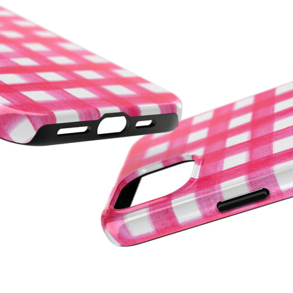 Hot Pink Gingham Watercolor Preppy Tough Phone Case | Various models