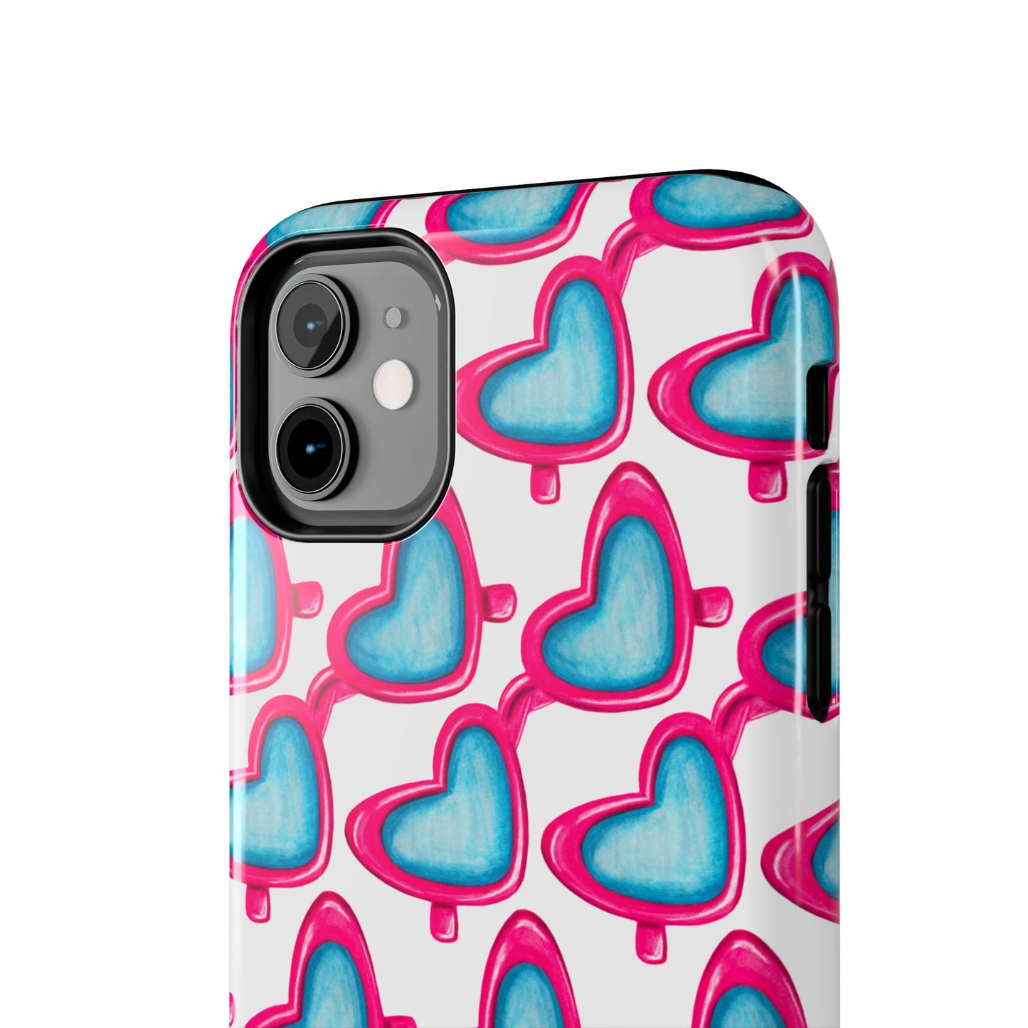 Pink Heart Shaped Sunglasses Watercolor Illustrated Tough Phone Case | Various Models