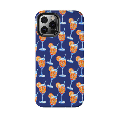 Orange & Blue Aperol Spritz Watercolor Pattern Navy Tough Case | Various Models