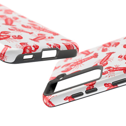 Watercolor Red Lobster Coastal Illustrated Patterned Tough Phone Case | Various Models